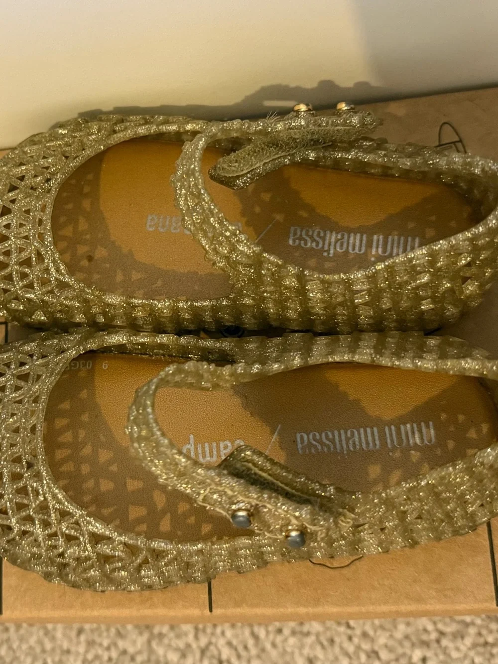 Mini Melissa Gold Glitter Mary Jane Sandals for Kids